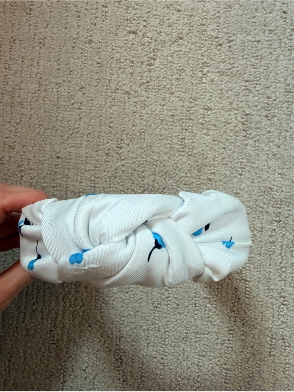 White Headband with Blue Floral Print - Kids Accessories